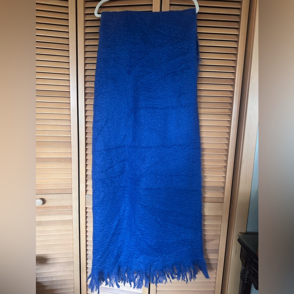 Hijos de Cecilio Mohair Blend Scarf • Made in Spain • Cobalt Blue Fringe •